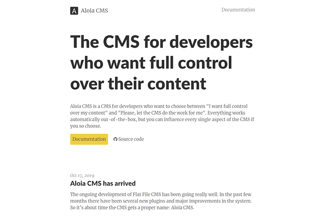 "Aloia cms documentation website"