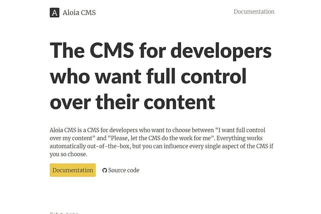 "Aloia CMS version 1.0"