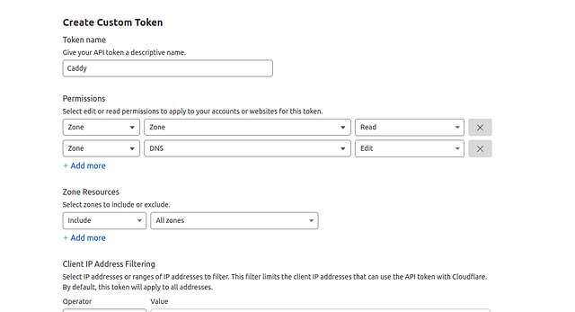 API Token instellingen