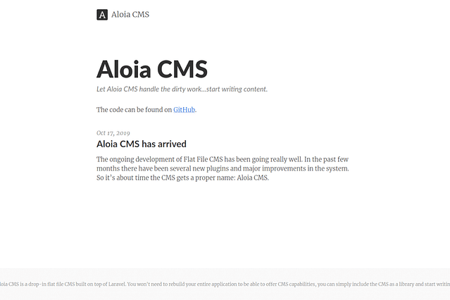 "First version of Aloia cms website"