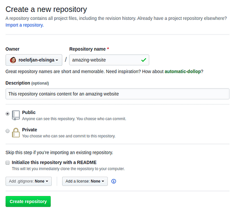 Creating a new GitHub repository