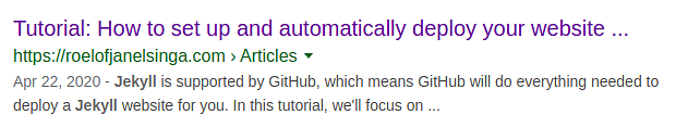 Screenshot of Google Search results for GitHub Pages