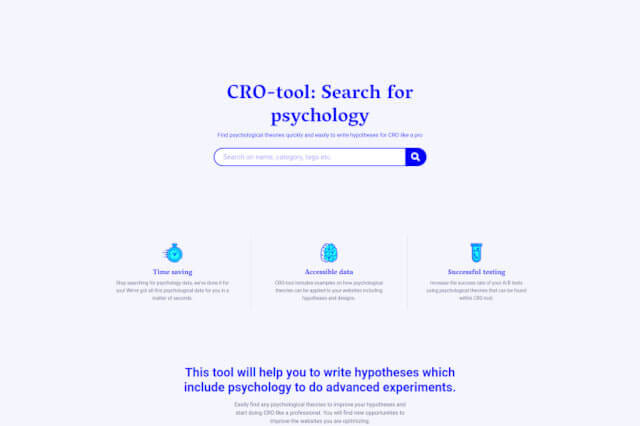 CRO-tool homepage