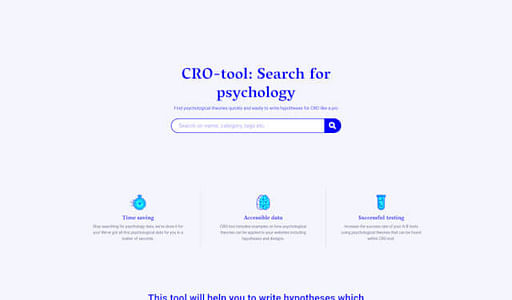 CRO-tool homepage