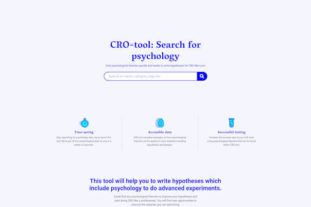 CRO-tool homepage