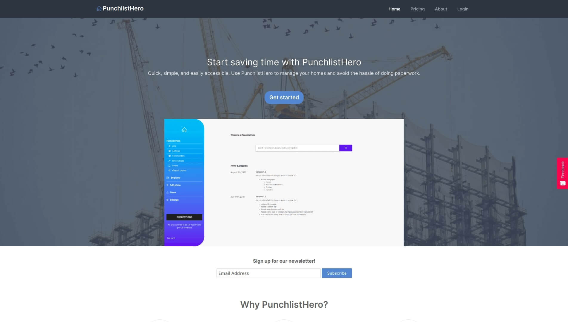 PunchlistHero homepage
